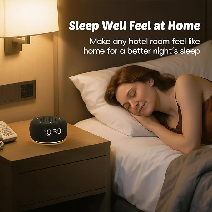 Buffbee Pro 2nd Gen – Upgraded Rechargeable Battery | 3-in-1 White Noise Machine for Sleep, Alarm Clock & Bluetooth Speaker, 25 Sleep Sounds, Portable for Travel & Bedroom