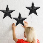 JoyEvy 12" Black Barn Star Wall Decor,Metal Stars Rustic Vintage Western Country Farmhouse Home Indoor or Outdoor Wall Decoration,Texas Stars for House Art Décor(Set of 3)