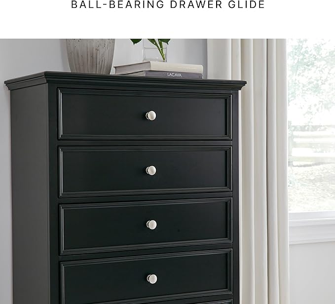Signature Design by Ashley Lanolee Traditional 5 Drawer Chest for Bedroom, Black