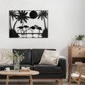 SIGNLEADER Metal Wall Art Moonlit Flamingos and Palm TreesDecor Modern Abstract Wall Sculpture Hangings Home Decoration for Living Room, Bedroom, Bathroom, Kitchen, Outdoor - 36" Black