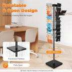 Rotating Brochure Display Stand, Detachable Magazine Rack with 36 Pockets, 360 Degrees Rotating Mesh Magazine Holder Stand, 63inch Floor Standing Literature Display Rack for Office School