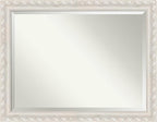 Amanti Art White Wall Mirror 36x46 Opera Off White Rectangle Bathroom Mirror for Wall Decor Living Room, X-Large Traditional Wood Frame, Hangs Horizonally and Vertically, Bathroom Decor, Beveled Edge