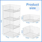 4-Tier Stackable Closet Organizers and Storage Shelves, Foldable & Mutifunctional Clothes Storage Basket Sweater Organizer Bins Container for Wardrobe Bathroom, White (Patent Pending)