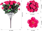 HyeFlora Artificial Faux Outdoor Flowers Plants for Spring Summer Decoration, Fake Silk Hotpink Camellia UV Resistant Look Real for Planter Outside Front Door Porch Patio Balcony, 3 Large Bundles
