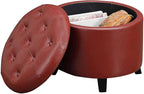 Convenience Concepts Designs4Comfort Storage Ottoman, Burgundy Faux Leather