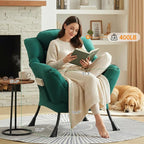 Lazy Chair for Living Room, Large Dark Green Lounge Accent Chair with a Throw Pillow, Leisure Sofa Chair Set, Comfy Reading Chair for Bedroom, Dorm Room, Office