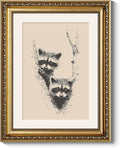 ARPEOTCY Vintage Gold Framed Wall Art for Living Room, 11x14 Inch Raccoon Canvas Print Home Decor, Sketch Animal Painting Picture, Bedroom Wall Decor Gifts for Friends or Family
