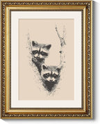 ARPEOTCY Vintage Gold Framed Wall Art for Living Room, 11x14 Inch Raccoon Canvas Print Home Decor, Sketch Animal Painting Picture, Bedroom Wall Decor Gifts for Friends or Family