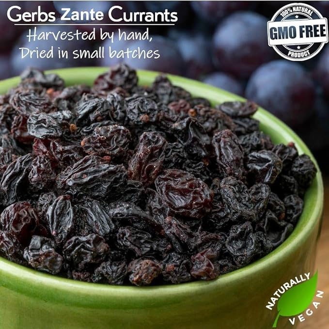 Gerbs Dried Zante Currants 1 lb. | Unsulfured, No Artificial Additives, Resealable Bag | Naturally Bold & Sweet Flavor | Top 14 Allergen-Free