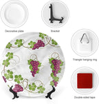 6 Inch Decorative Plate, Vine Tableware Plate, Agriculture Harvest Yield Print Ceramic Wall Hanging for Fine Dining, Upscale Events, Dinner Parties, Weddings, Catering, Christmas, Thankgiving Decor