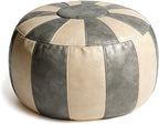 Thgonwid Unstuffed Moroccan Ottoman Pouf Cover, Ottoman Footstool Storage Solution, Bean Bag Chair, Foot Rest, Gray & Mushroom