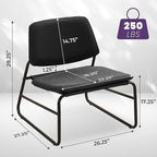 DAICO Modern Accent Chair Waterproof Armless Sling Accent Chairs Comfy Upholstered Side Sitting Chairs with Metal Frame for Living Room Bedroom Balcony Garden, Faux Leather, Black