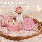 Unscented Tealights Candles for Valentine's Day, 5 Hours Long Burning Pink Pearled Tea Lights, Non-Paraffin, Smokeless, Votive Candles for Wedding, Baby Shower, 12pcs