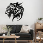 SIGNLEADER Metal Wall Art Decor Lion Minimalist Modern Abstract Wall Sculpture Hangings Home Decoration for Living Room, Bedroom, Bathroom, Kitchen, Outdoor - 24" Black