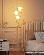 Lightdot Tripod Floor Lamp Stepless Dimmable Globe Modern Floor Lamp Gold Standing Lamps with 3PCS 3000K Bulbs Included Mid Century Modern Floor Lamps for Living Room/Bedroom/Sofa Beside/Corner Decor
