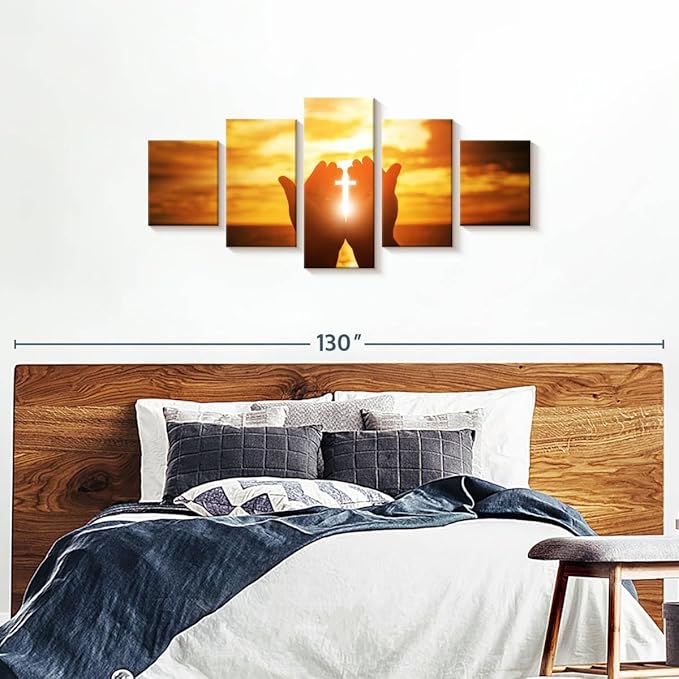 Elephant Stock Religion Wall Art Multi Piece Canvas - 5 Panel Christian Pictures Decor - Digital Design Canvas Print - Christian Wall Decor - 74" X 34"