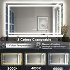 55"x30" LED Bathroom Mirrors for Wall, Front and Backlit Mirror, Anti-Fog Vanity Mirror with Lights, Stepless 3 Colors Dimmable Lighted Mirror(Horizontal/Vertical)
