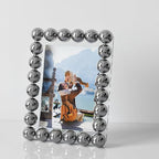 Crystal 5x7 Inch Picture Frame, Home Decor Ball Wedding Photo Frame Tabletop Display, Display Pictures 5''x 7'', Silver, Comes with Gift Box