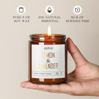 AOOVOO Lemon Lavender Scented Candle - Lavender Candle, Scented Candles, Soy Aromatherapy Candle, Soy Wax Candle, 9oz