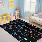 Black Cat Rug for Bedroom, Kids Cat Carpet for Girls Room Decor, Funny Cats Rugs Room Decor Playroom Cute Cats Themed Kids Area Rug Washable Non Slip Childrens Bedroom Mat 2.5x4 Feet