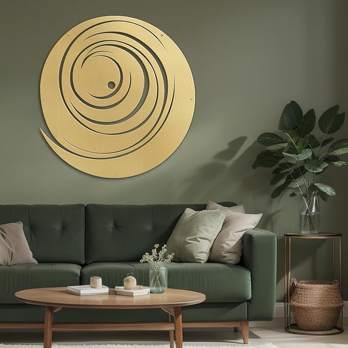 SIGNLEADER Metal Wall Art Decor Color Block Circles Minimalist Modern Abstract Wall Sculpture Hangings Home Decoration for Living Room, Bedroom, Bathroom, Kitchen, Outdoor - 18" Gold