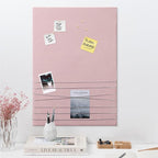 Navaris Fabric Memo Bulletin Board - 20" x 28" Velvet Memory Board for Wall to Display Photo Collages, Pictures, Notes - Includes 6 Push Pins - Pink