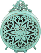 NIKKY HOME Antique Table Clock Silent Non-Ticking, Small Shelf Desk Top Clock Battery Operated Rustic Distressed Design, Shabby Chic Home Decor for Fireplace Mantel, Desktop, Countertop- Green