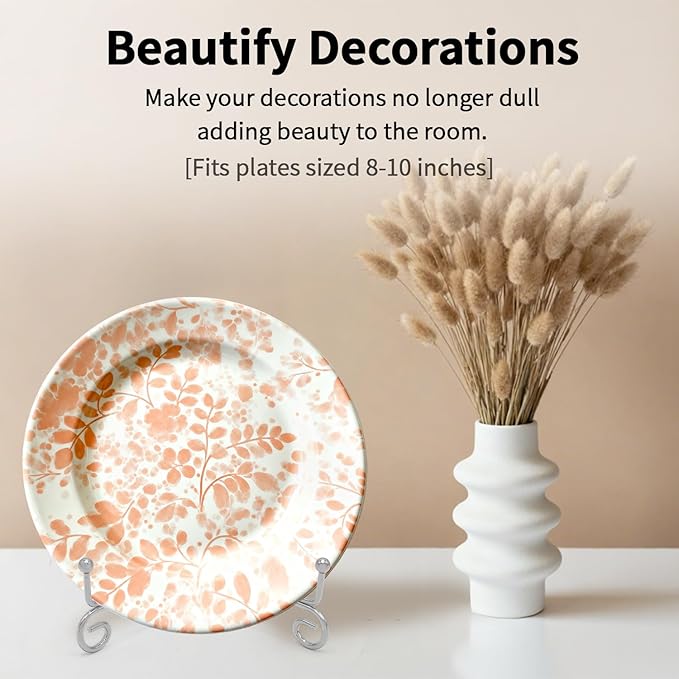 Iron Plate Stands for Display, Foldable Book Holder & Easel Stand for Sign, Versatile Poster Stand and Small Plate Stand for Home Decor, Art, Photo Frame, Card, Crystal Display (Silver, 8 inch (4Pcs))