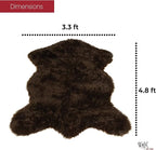 Silky Soft Faux Fur Rug, 3 ft. x 5 ft. Brown Fluffy Rug, Made in France, Sheepskin Area Rug, Shaggy Rug for Living Room, Bedroom, Kid's Room, or Nursery, Home Décor Accent with Non-Slip Backing