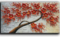 YaSheng Art -Large Size hand-painted Oil Painting On Canvas Texture Palette Knife Red Flowers Paintings Modern Home Decor Wall Art Painting Colorful 3D Flowers Tree Paintings Ready to hang 24x60inch