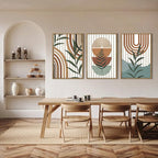 DRACIT Large Boho Mid century Wood Wall Art Set,Modern Geometric Leaves Artwork Bohemian Wall Sculptures,Abstract Minimalist Wooden Wall Decor for Living Room Bedroom Office-16 x24 x3