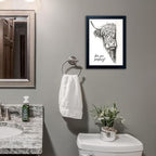 Funny Highland Cow Bathroom Wall Art - Rustic Farmhouse Wall Decor with Humorous Are You Pooping Canvas Print, Cute Animal Canvas Art for Restroom - Black Framed Cow Pictures Wall Decor Ready to Hang 16"x20"