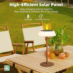 Solar LED Outdoor Table Lamp Waterproof, 3 Level Dimmable Desk Night Light, Portable Cordless USB Rechargeable, for Home/Deck/Patio/Garden (Wood Grain)