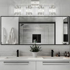 Crystal Modern Bathroom Light Fixtures, 4-Light Brushed Nickel Bathroom Vanity Wall Light, Vanity Lights for Mirror, Restroom, Bedroom (E26 Socket, Bulbs Not Included)