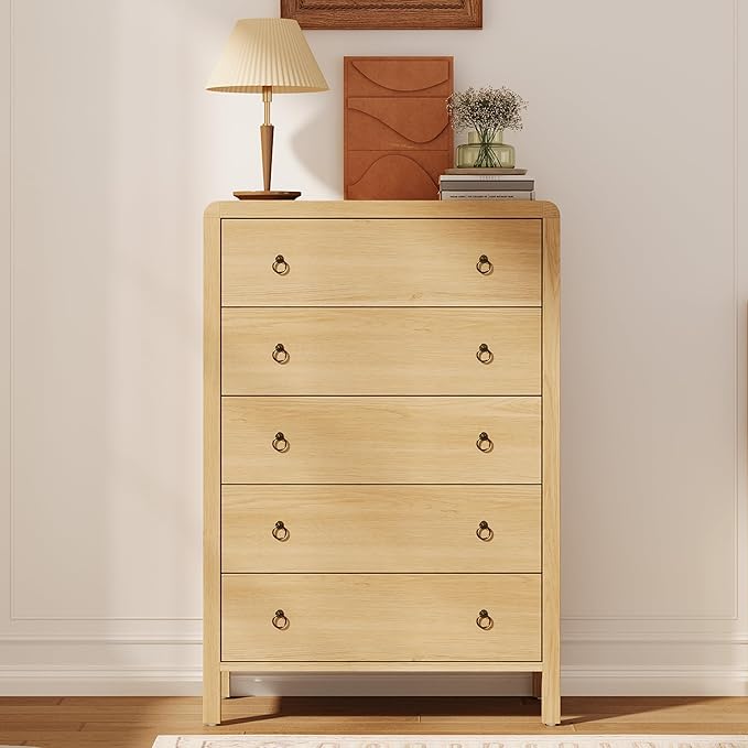 GarveeHome 5 Drawer Dresser for Bedroom, Chest of Drawers, Closet Dresser Storage Cabinet Organizer for Bedroom, Living Room, Hallway & Office