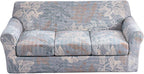 KRFOONN 3 Piece Stretch Sofa Couch Covers for 2 Cushion Couches Printed Sofa Loveseat Slipcover with 2 Separate Seat Cushion Covers Washable Sofa Slip Covers Furniture Protector (Loveseat, 14), Medium