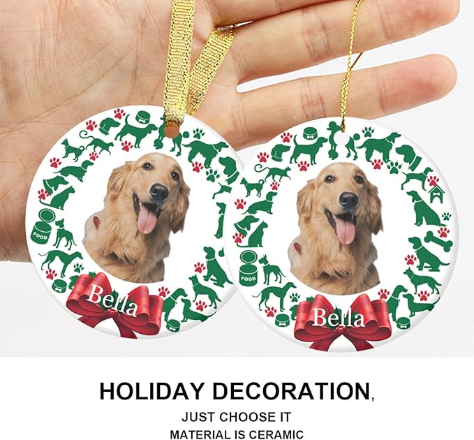 Personalized Custom Photo Ornaments for Christmas Tree - Ceramic Hanging Xmas Ornaments for Couples, Family, Wedding