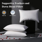 Goose Feather Down Pillow King Size Set of 2, Hotel Collection Bed Pillows for Sleeping, 2 Pack, Down Surrounded Soft Medium Firm Pillows for Side Back Sleepers 20 x 36 in.