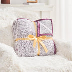 EMME Soft Sherpa Fleece Blanket Reversible Plush Fluffy Large Blanket, Light Weight Warm Decorative Boho Blanket Cover for Sofa, Couch, Bedroom,Travel(Plush Purple,50"x60")