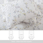 Exclusivo Mezcla Reversible Boho Quilts King Size, White Bedspreads Lightweight Coverlet All Season Flowers Quilt Bedding Set with Printed Floral Pattern (1 Quilt, 2 Pillow Shams)