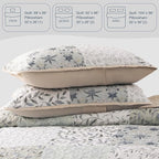Exclusivo Mezcla Reversible Boho Quilts King Size, Gray Bedspreads Lightweight Coverlet All Season Patchwork Quilt Bedding Set with Printed Floral Pattern (1 Quilt, 2 Pillow Shams)