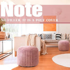 2 Pcs 20 x 15 Inch Unstuffed Pouf Cover Ottoman Foot Rest - No Filler, Faux Rabbit Fur Foot Stool Floor Bean Bag Floor Chair Storage for Living Room Bedroom Home Decor(Pink)