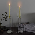 Kitcom 2-Pack Crystal Candlestick of Glass Holders for Home Decor, Crystal Taper Candle Holders Tabletop Centerpieces for Party and Wedding Decoration(8.5inch Tall)