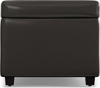 SIMPLIHOME Avalon Lift Top Rectangular Storage Ottoman - 44 inch Wide Upholstered Vegan Leather Lift-Top Ottoman in Tanners Brown, Contemporary Coffee Table Ottoman for Living Room with Hidden Storage