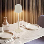 2-Pack LED Cordless Table Lamp, Rechargeable Battery Desk lamp 3W 5500mAh Battery Operated Stepless Dimming Modern Portable Table Light for Restaurant/Bedroom/Outdoor IP54 Waterproof (Off White)
