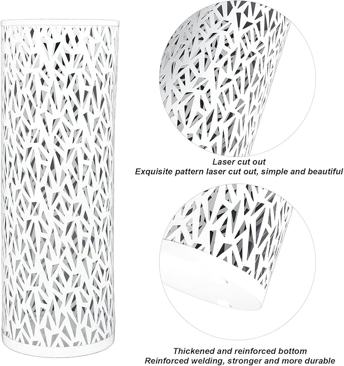Umbrella Stand Umbrella Holder for Entryway,Umbrella Stand Rack,Metal Hollowed Freestanding Round Umbrella Holder Organizer Bin,Umbrella Rack Organizer Freestanding for Home Hotel Office(Small-White)