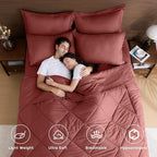 HEVUMYI Terracotta King Comforter Set - 7-Piece All Season Bed in a Bag King, Ultra Soft Bedding Set with Comforter, Flat Sheet, Fitted Sheet, Pillowcases, Pillow Shams