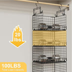 5 Tier Hanging Closet Organizer with Adjustable Dividers, Heavy-Duty Storage Shelves for Clothing, Kitchen, Laundry Room, Extra Large Baskets, 15.7" W x 11.8" D x 51" H, Black