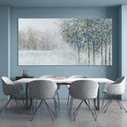 ZENPEE Grey and Blue Tree of Life Wall Art, Large Nature Wall Decor for Bedroom, Office, or Dining Room, Cuadros para Comedor Elegantes y Modernos, 24" x 48"