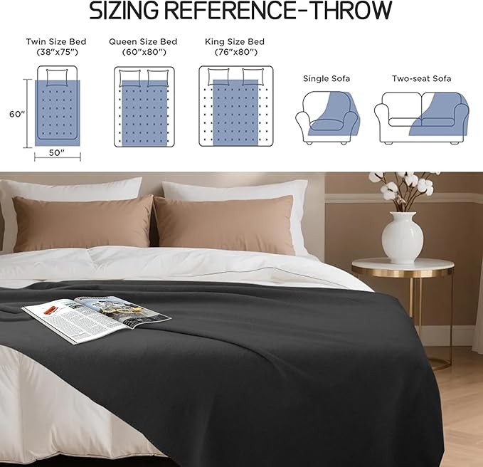 24 Pcs Soft Fleece Blankets Bulk 60 x 50 in, Lightweight Throw Blankets in Bulk Cozy Wool Bulk Blankets for Wedding Bed Couch Use Gifts & Home, Homeless Men Women (Black)